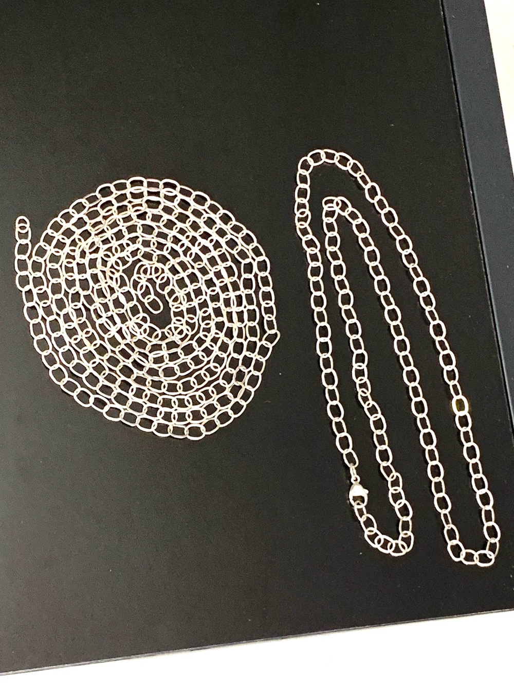 UNIQUE Designer Signed PC 925 Sterling Silver 2 Pieces Oval Link Chain Necklace